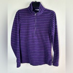 Columbia Lightweight Fleece Purple Striped Quarter-Zip Pullover Sz S